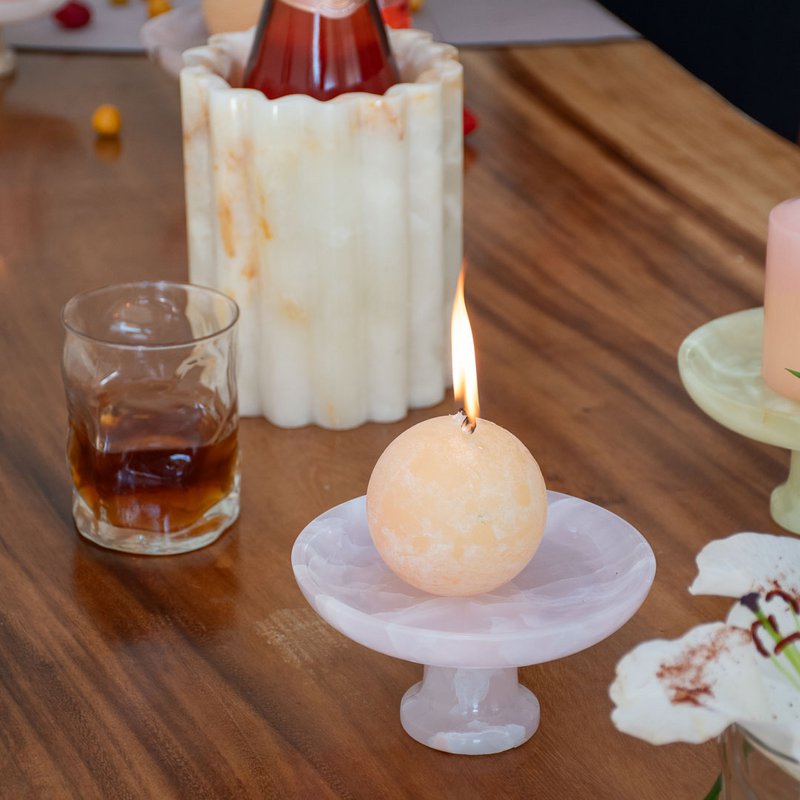 Serveringsskål Dekorativ midtpunkt Pink Onyx præsentationsbakke