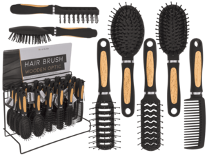Hairbrush in wooden optic,