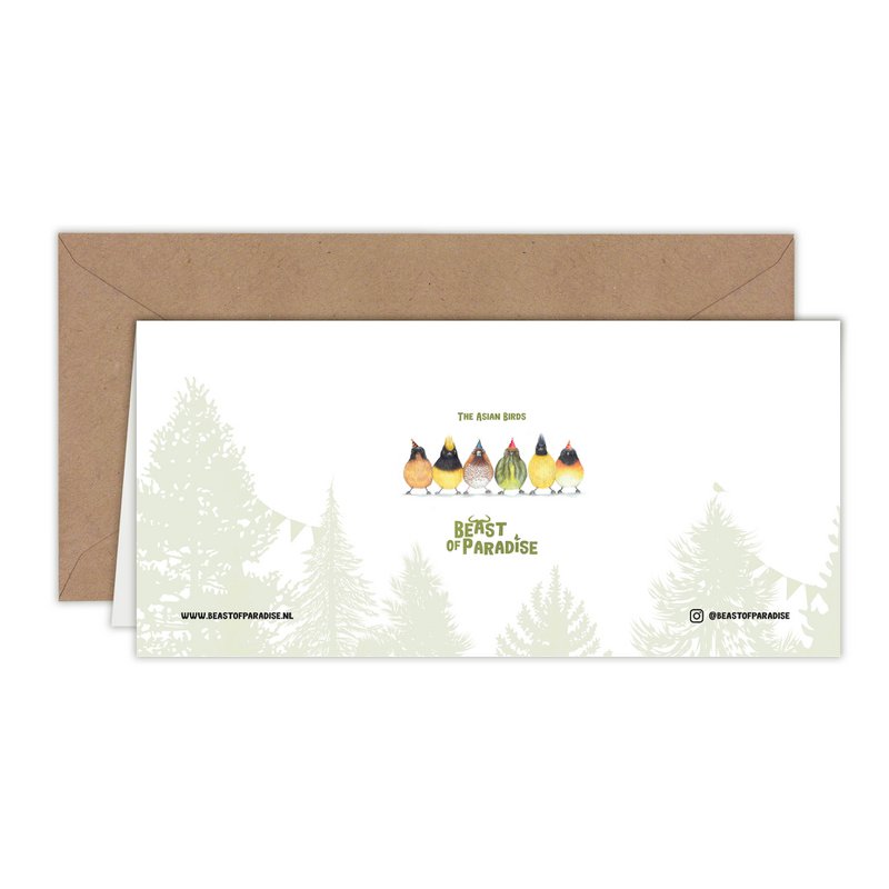 Cute Party Birds - Birthday Card - 21x10cm