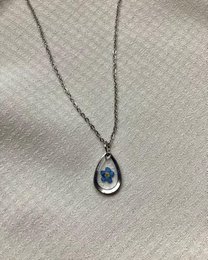 Resin/Stainless Steel Pendant gold or silver with Forget-me-nots (without necklace)