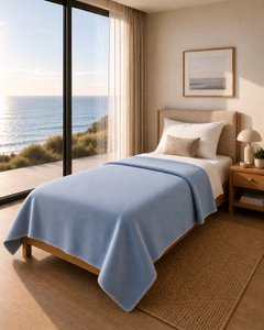 Soft Cashmere & Merino wool blanket LUMA SOFT single - blue