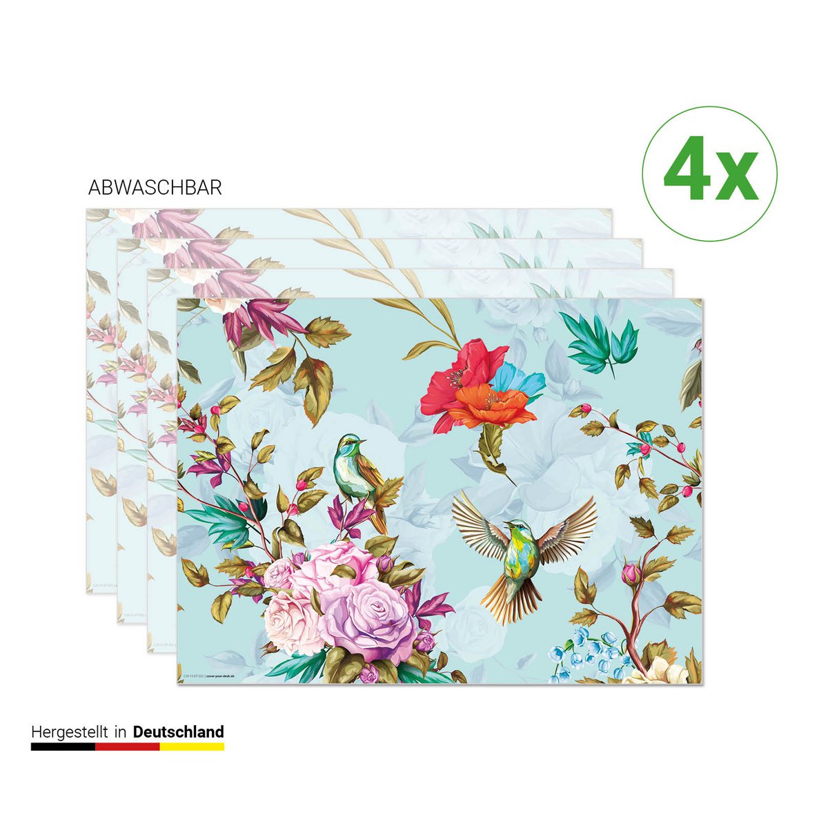 Buntes Vogelparadies | Platzsets aus Premium-Vinyl 44 x 32 cm - 4 Stück