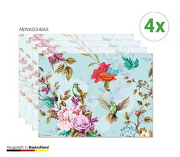 Kolorowy raj dla ptaków | Podkładki winylowe premium 44 x 32 cm - 4 sztuki