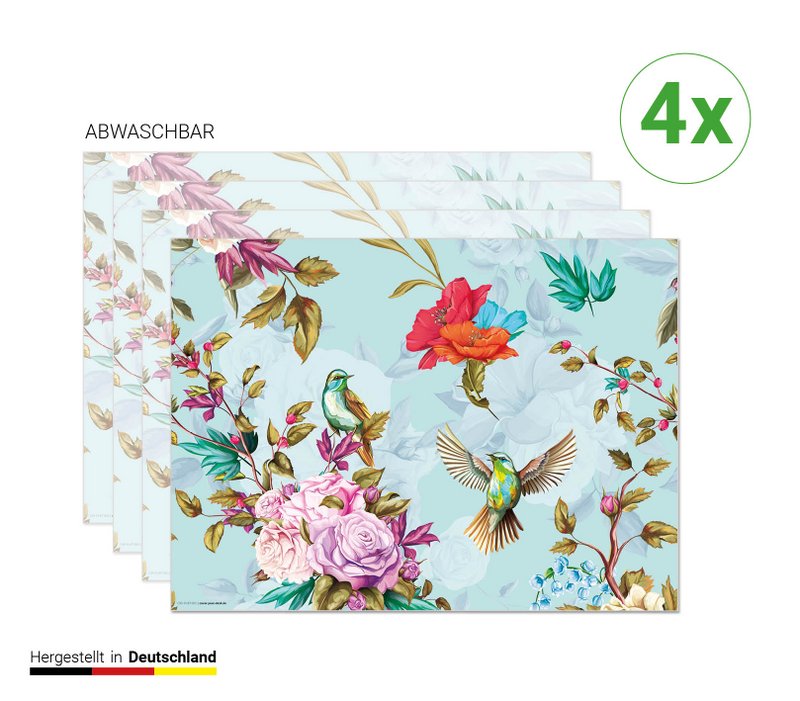 Colorful bird paradise | Place mats made of premium vinyl 44 x 32 cm - 4 pieces