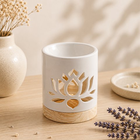 Céramy Series Perfume Burner – Water Lily – Lacquered Ceramic Candle Holder – Diffusion of Scented Waxes, Essential Oils – Decorative Gift Idea