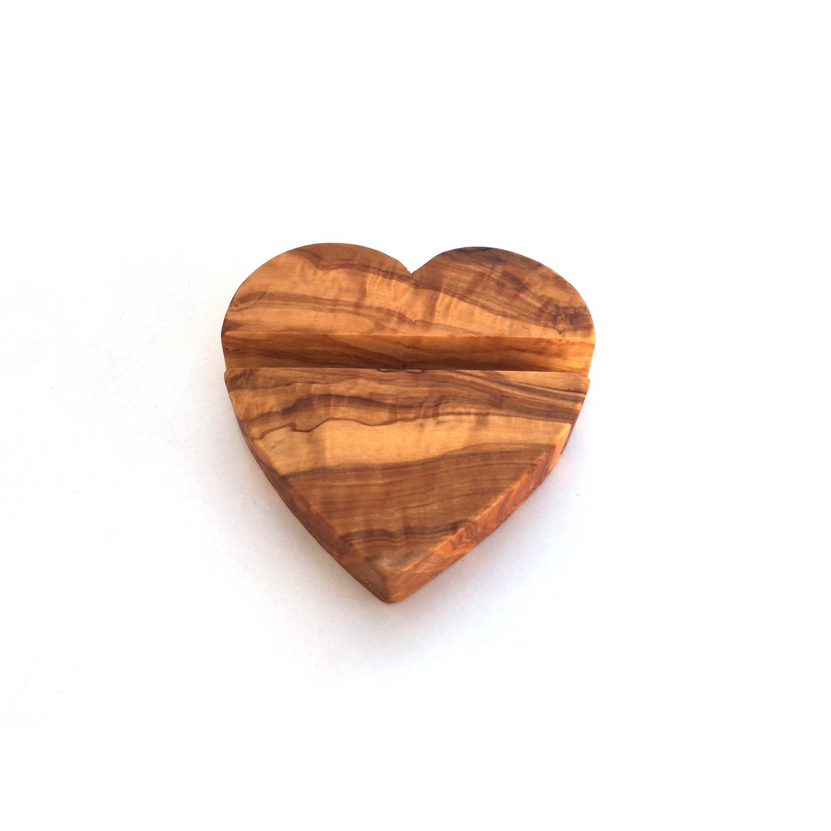 Smartphone Tablet Holder Cell Phone Stand Heart made of olive wood