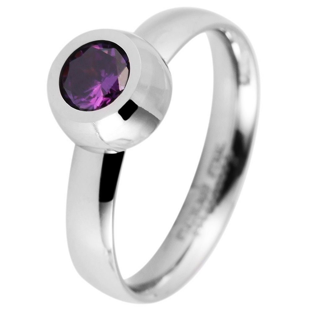 Akzent Damen-Ring aus Edelstahl mit Ersatzsteinen, silberfarben, Gr. 52