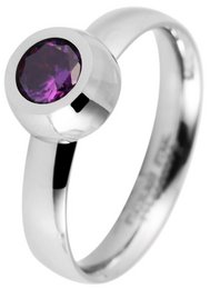Akzent Damen-Ring aus Edelstahl mit Ersatzsteinen, silberfarben, Gr. 52