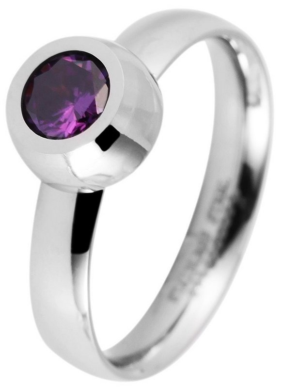 Akzent Damen-Ring aus Edelstahl mit Ersatzsteinen, silberfarben, Gr. 52