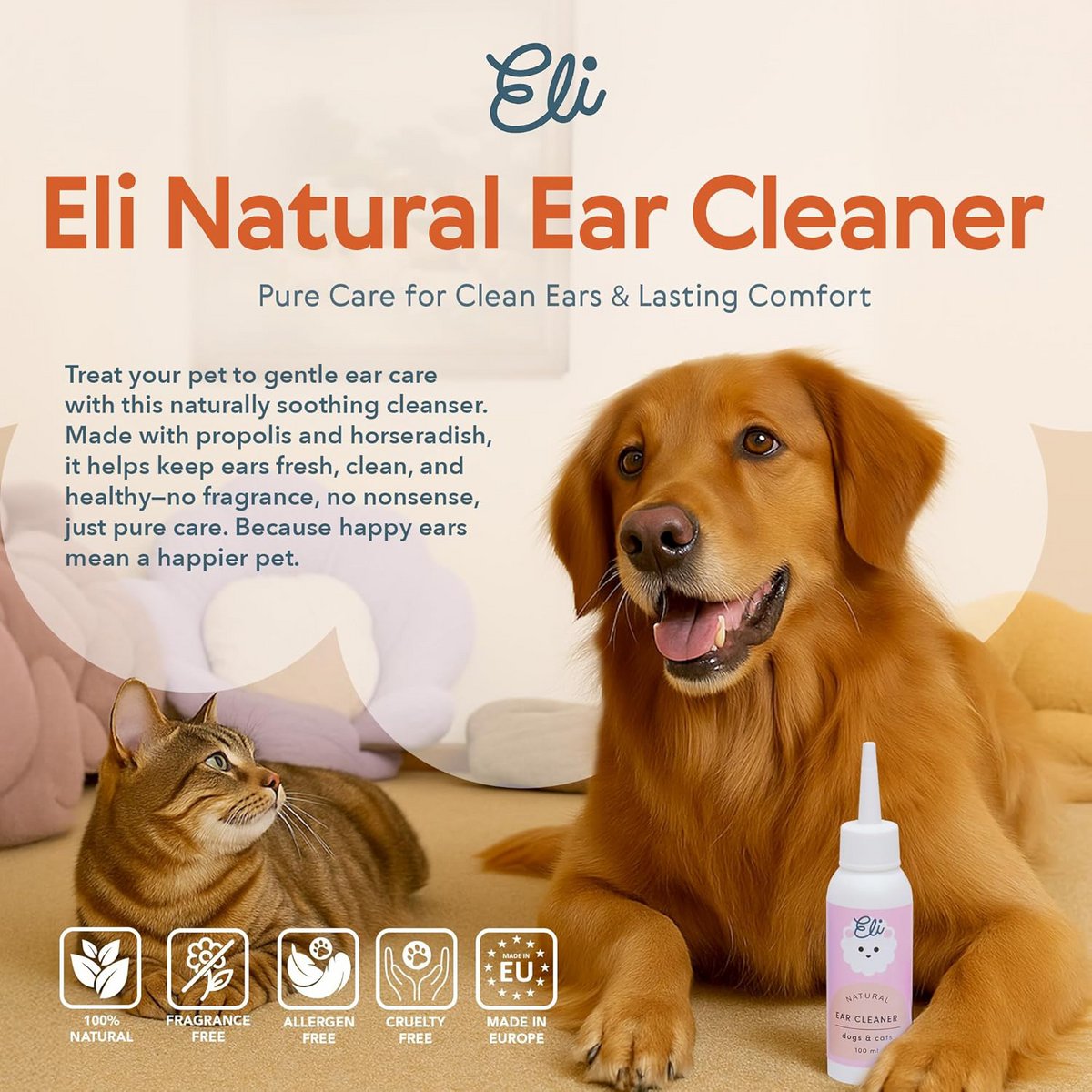 Natural ear cleaner for dogs and cats 100 ml