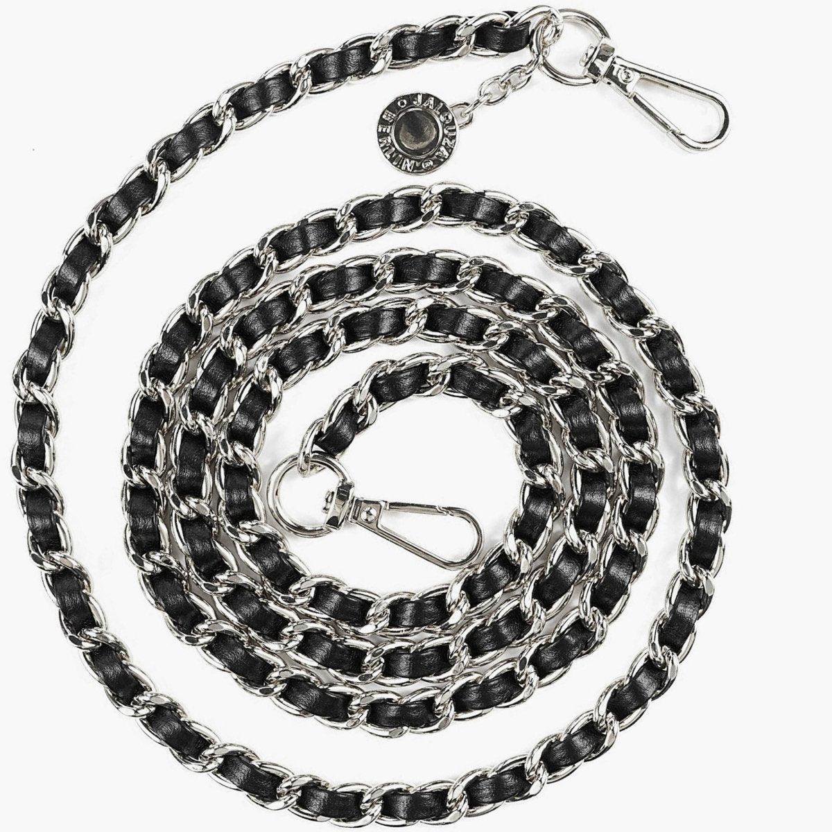 Handykette Glieder Ledero Silber mit schwarzem veganem Leder