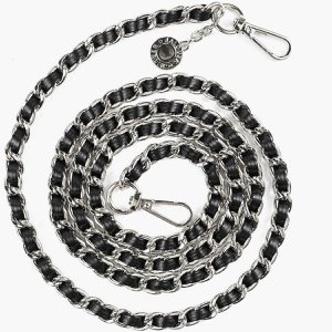 Handykette Glieder Ledero Silber mit schwarzem veganem Leder