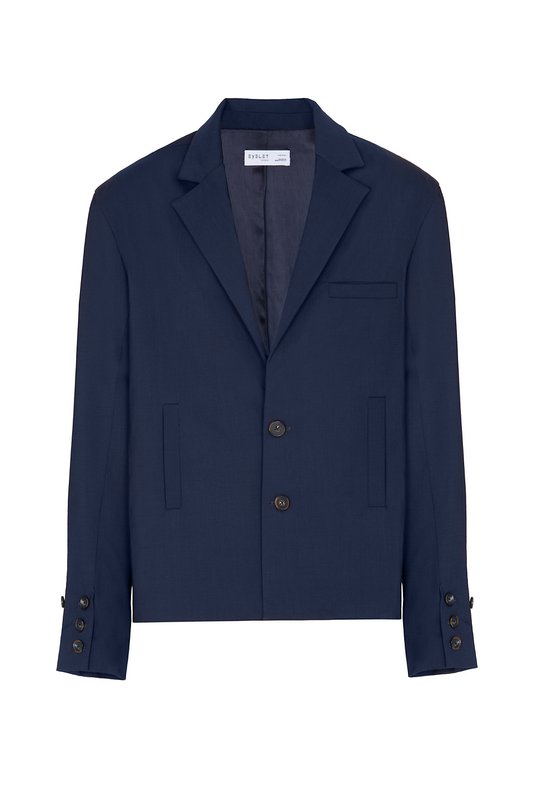 Unstructured wool blazer in blue Made in Italy