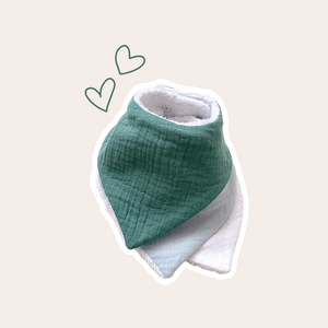 Set van 3 mini bandana-bijt-slabbetjes van biologisch katoen verenigd eucalyptus groen-ijsblauw-wit