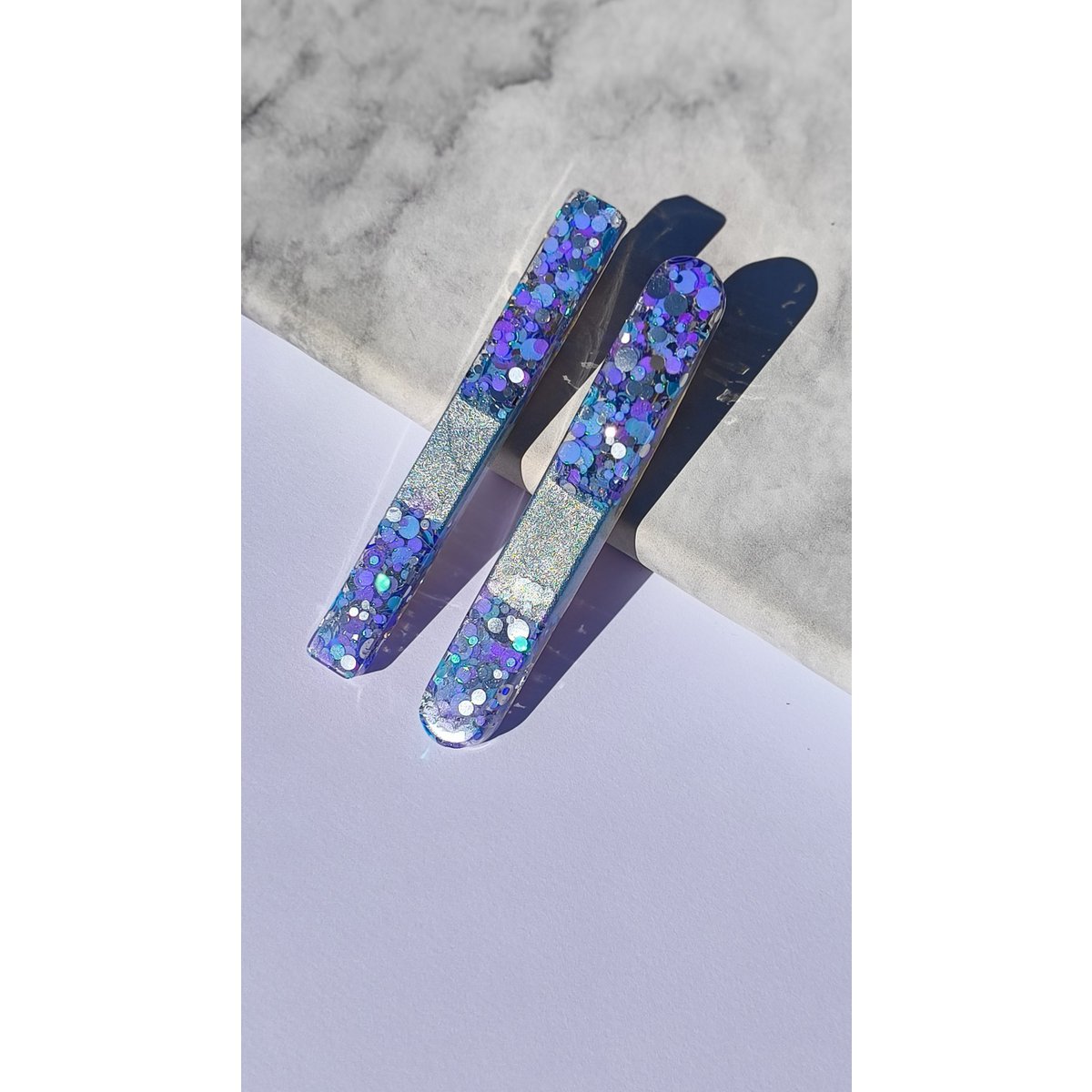 ⋒ pacchetto di clip per capelli in resina - Glow viola (11 articoli) ⋒