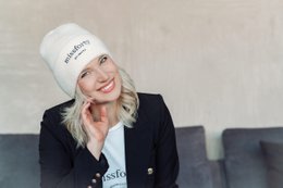 Dame strikket hue hue strikket hue dame gaveæske hvid elfenben