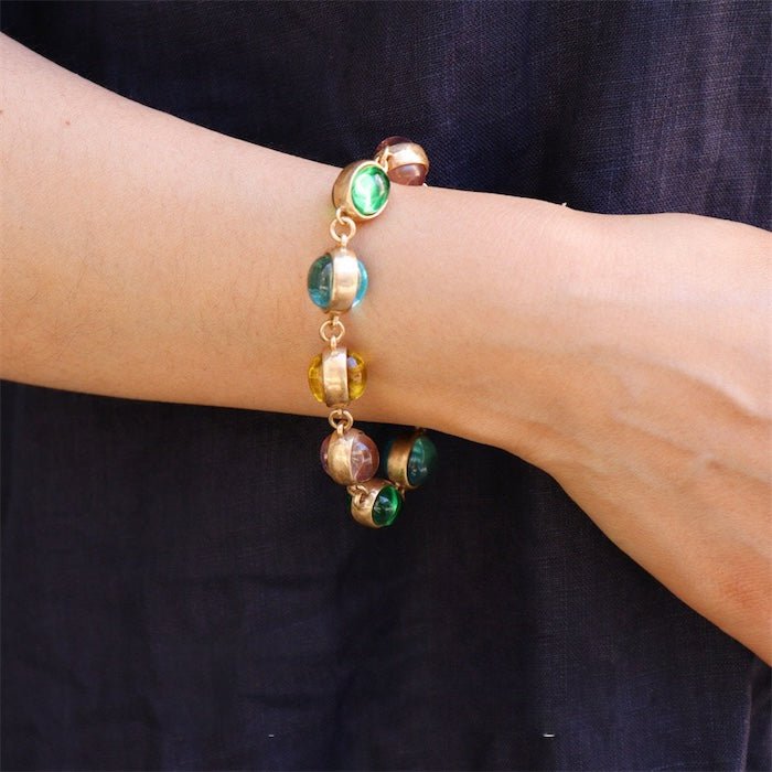 Vintage Rainbow Glass Stones Jewelry Set