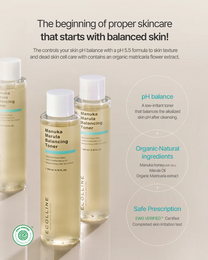 ECOLLINE Clean Beauty Dermokosmetyczny tonik równoważący | Naprawa bariery i wsparcie mikrobiomu za pomocą miodu Manuka + i olejku Marula | KOREAŃSKA pielęgnacja skóry