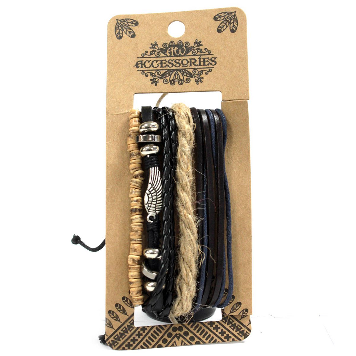 MBS-02 - Mens Bracelet Sets - Metal & Leather (asst)