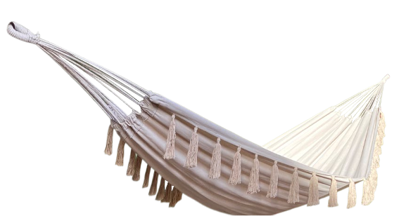 Double hammock with pompoms