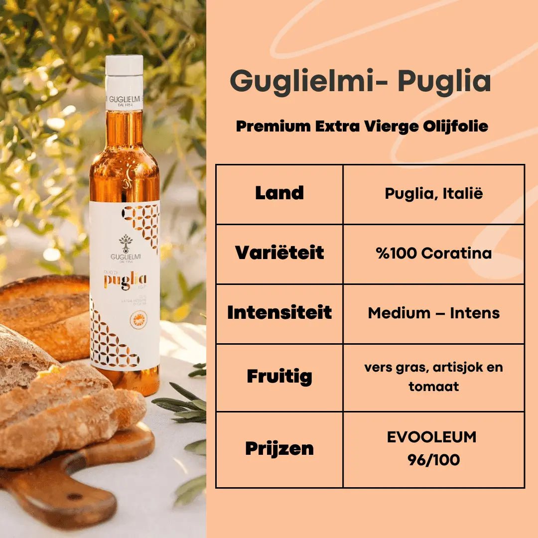 Guglielmi - Puglia P.G.I - Aceite de oliva virgen extra 500ml Italia