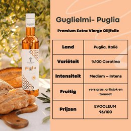 Guglielmi - Puglia P.G.I - Extra Virgin Olive oil 500ml Italy