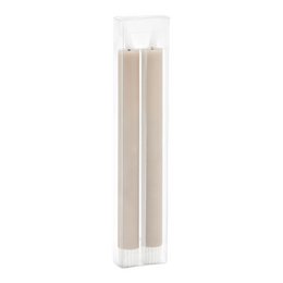 Bougie bâton LED, lot de 2, en cire beige (L/H/P) 2x24x2cm avec arrêt/minuterie, fonctionnement sur piles 2xAAA non incluses