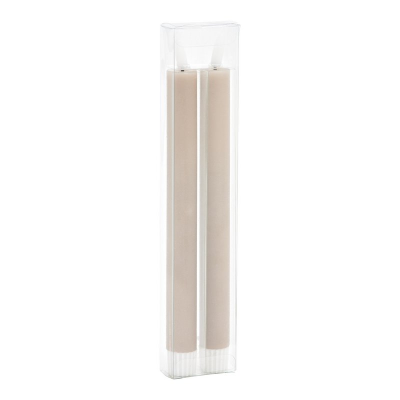 Bougie bâton LED, lot de 2, en cire beige (L/H/P) 2x24x2cm avec arrêt/minuterie, fonctionnement sur piles 2xAAA non incluses