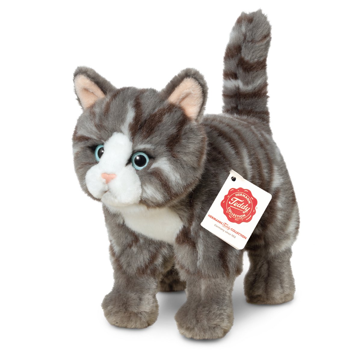 Gato atigrado gris de pie 20 cm - peluche - peluche