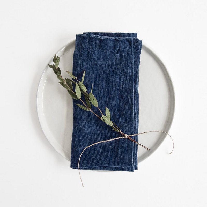 Navy Linen Napkins Set of 2