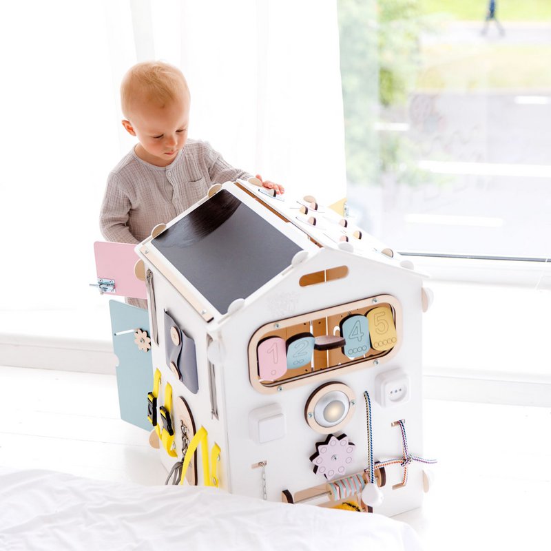 Set - BusyBoard little house white/pastel and creative cube