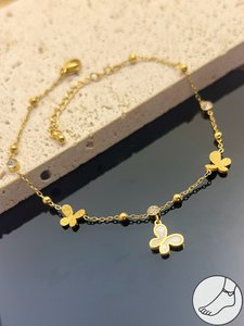 Papillon und Edelstahl -Knöchelkette