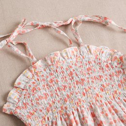Girl's top in honeycomb with floral print up colour F102-21211371