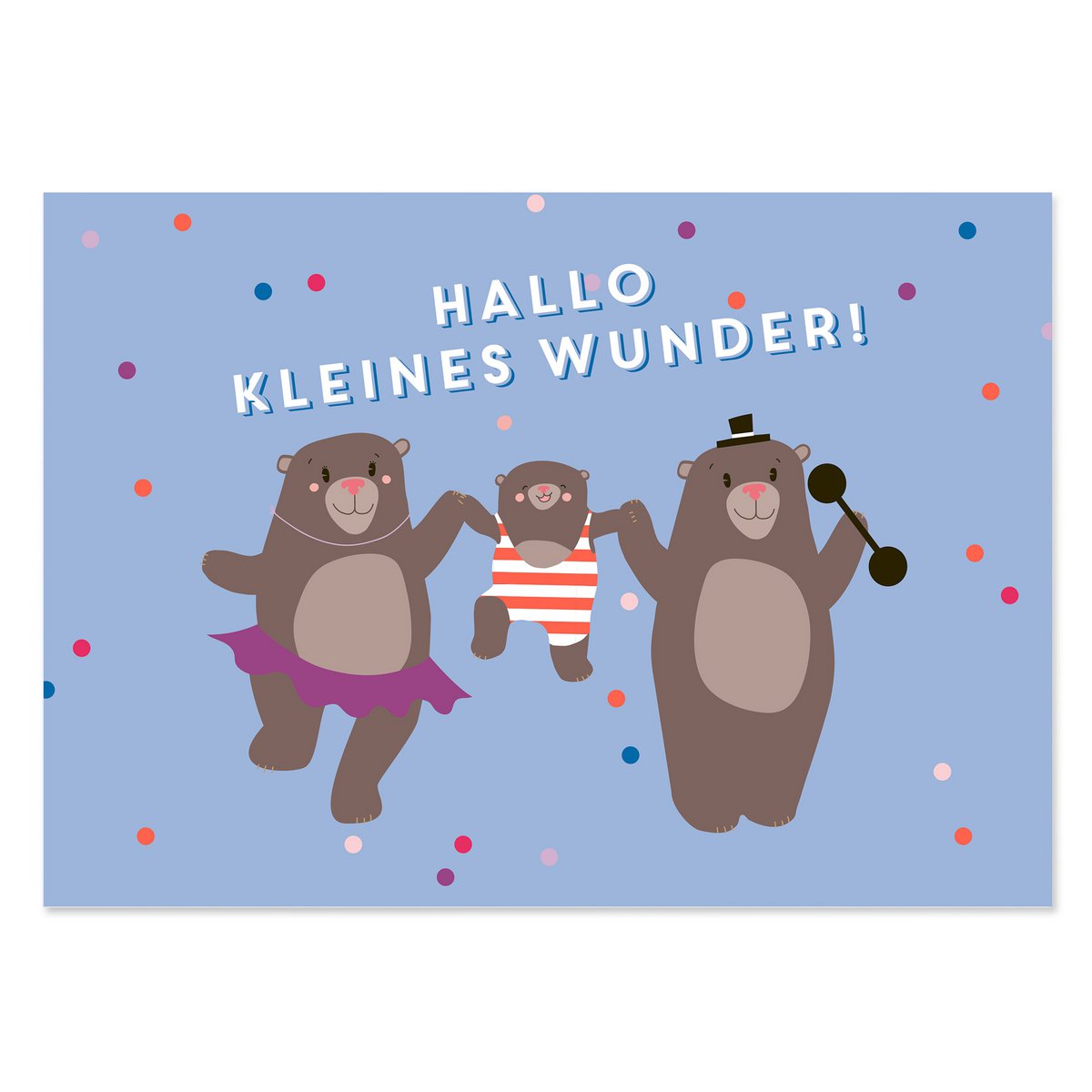 Birth card “Hello little miracle” – baby card boy with bear