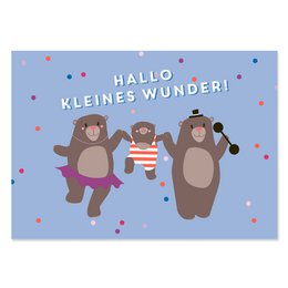 Birth card “Hello little miracle” – baby card boy with bear