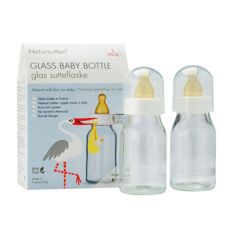 Natursutten sæt af to glas drikkeflasker 110 ml