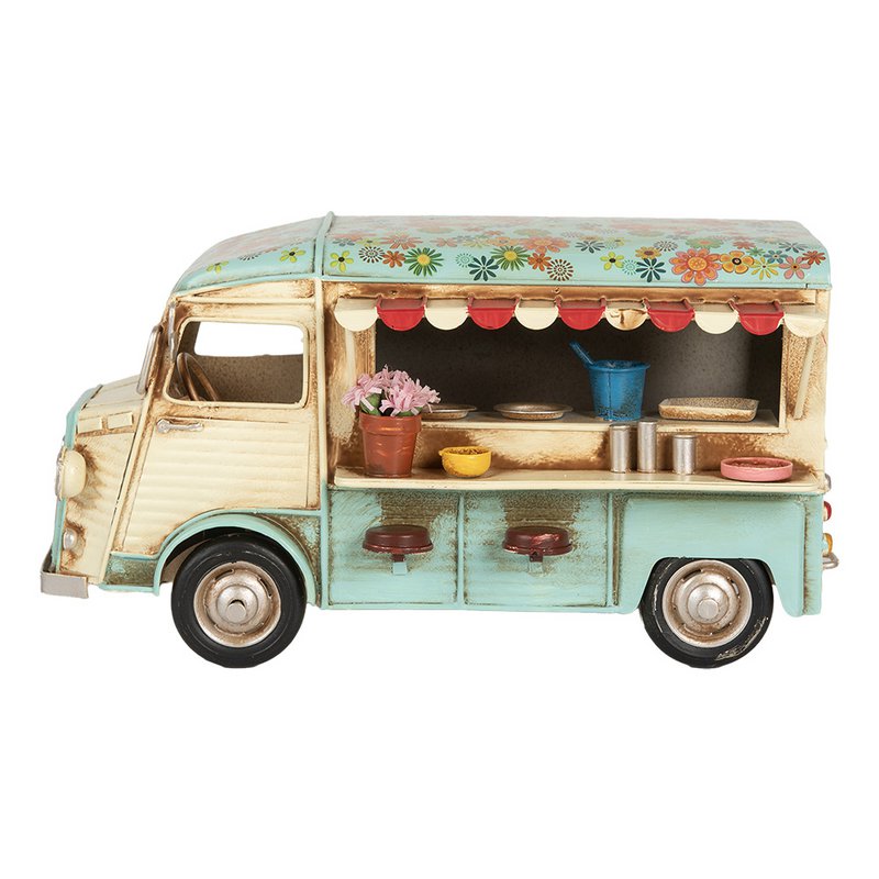 Dekorationsbildbus 26x14x14 cm Beige Blue Metal