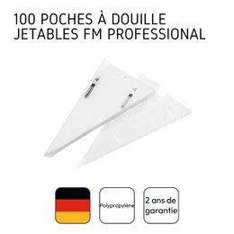 Set van 100 wegwerp professionele spuitzakken 50 cm en transparante plastic maatbeker 1 liter FM Professional