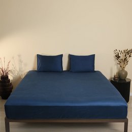 Drap-housse - Satin de coton 400 fils au pouce - Blue me away