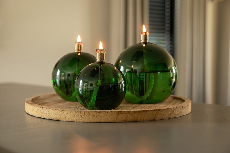 Olielamp Round green brass S