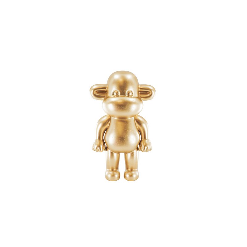 Ornament - Monkey Figurine 'The Legend'- Polyresin - Gold - 20,5x13,5x35cm