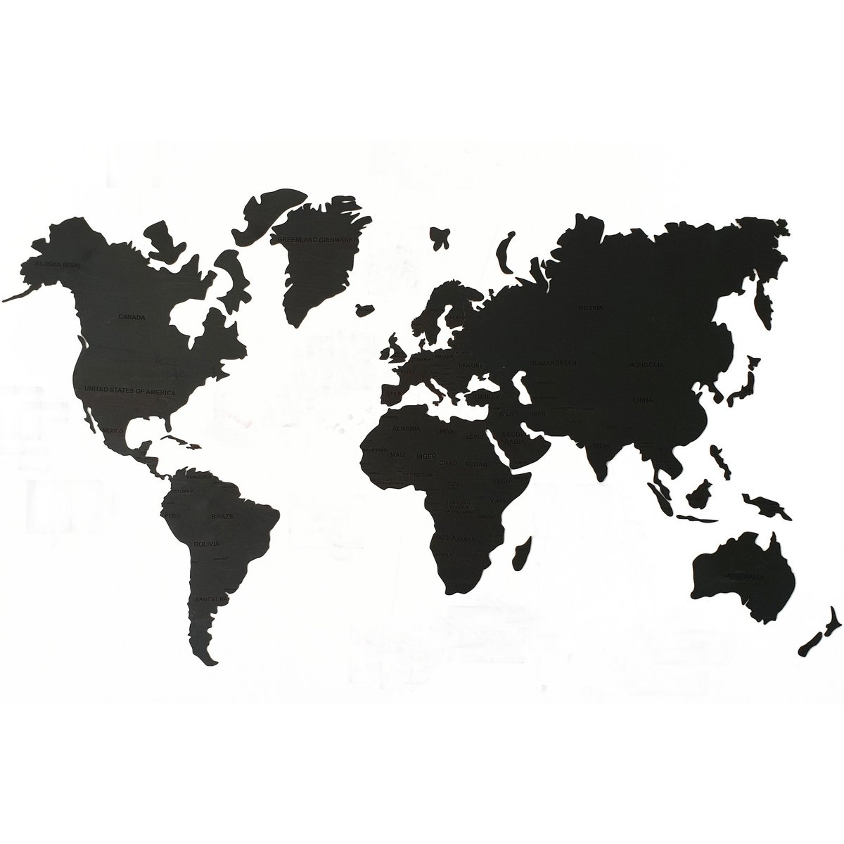 Wooden world map, Wooden black wall world wall map