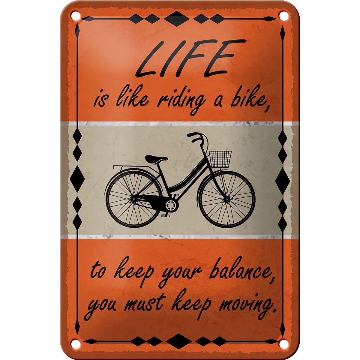 Tin sign saying 12x18cm Life is like riding a bike decoration