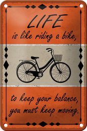 Tin sign saying 12x18cm Life is like riding a bike decoration