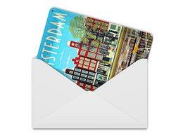Postal de hojalata de viaje 10x14 cm Amsterdam Holanda bicicletas casas decoración cartel