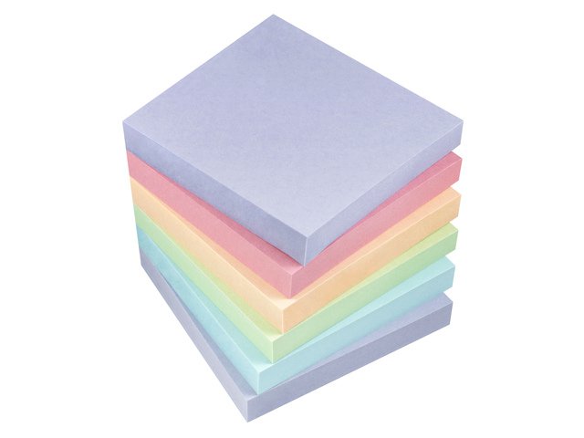 Info notes 75x75mm ass. harmony pak 6 blok paars. rose, zalm, groen