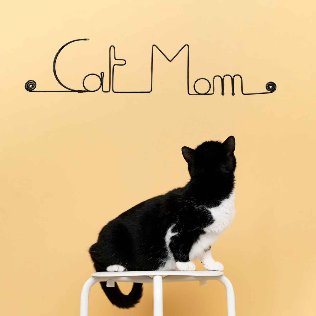 Decoración de pared de alambre "Gato" "Mamá Gato" - para fijar - Joyería de pared