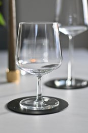 Glasunderlägg i läder 4-pack, svart