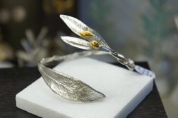 Silver Olive Branch Bracelet, Sterling Silver Jewelry, Adjustable Cuff, Gift for Her, Birthday Gift for Women, Handmade Jewelry
