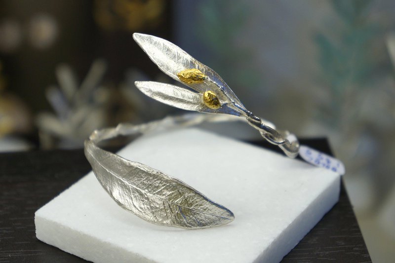 Silver Olive Branch Bracelet, Sterling Silver Jewelry, Adjustable Cuff, Gift for Her, Birthday Gift for Women, Handmade Jewelry